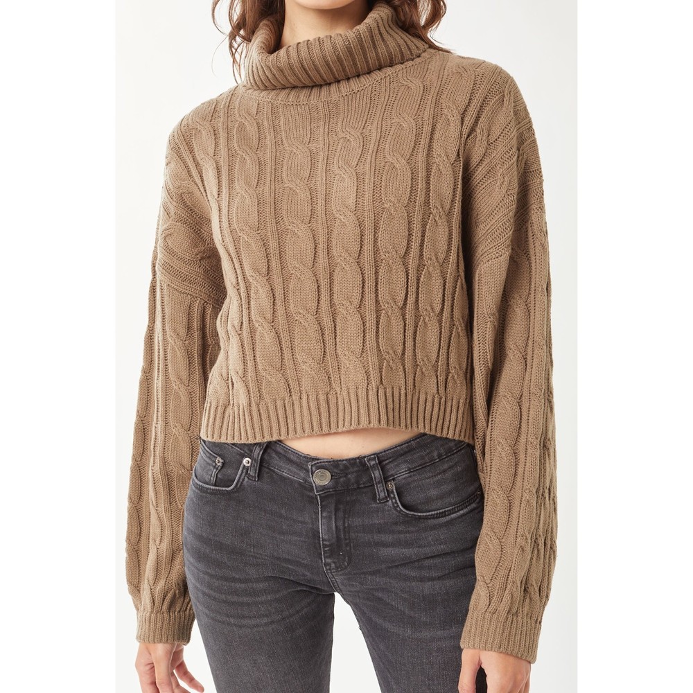 Turtle Neck Loose Fit Cable Knit Sweater - Picture 4 of 8